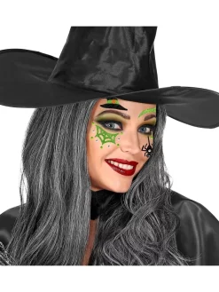 WIDMANN Adhésifs à Paillettes Visage - Sorcière Halloween -Smiffys Soldes Boutique adhesifs a paillettes visage sorciere halloween 2