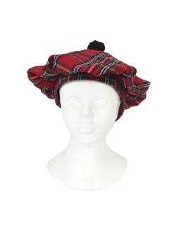 Béret écossais Tartan Rouge Pour Homme Et Femme