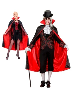 WIDMANN Cape De Vampire Noir Avec Doublure Rouge Et Col Haut - Adulte