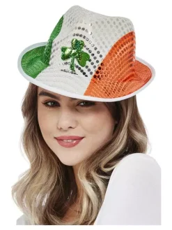 Smiffys Chapeau à Paillettes Drapeau Irlandais -Saint-Patrick