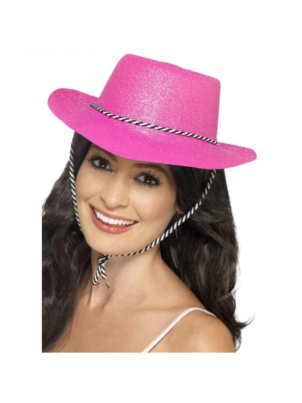 Smiffys Chapeau De Cow-boy Pailleté Fuchsia Fluo 4 Smiffys Chapeau De Cow-boy Pailleté Fuchsia Fluo – Image 2
