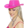 Smiffys Chapeau De Cow-boy Pailleté Fuchsia Fluo -Smiffys Soldes Boutique chapeau de cow boy paillete fuchsia fluo