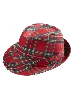WIDMANN Chapeau Feutre, Tartan Rouge -Smiffys Soldes Boutique chapeau feutre tartan rouge 1