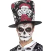 Smiffys Chapeau Haut De Forme Dia De Los Muertos Imprimé -Smiffys Soldes Boutique chapeau haut de forme dia de los muertos imprime