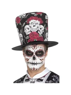 Smiffys Chapeau Haut De Forme Dia De Los Muertos Imprimé