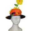 Chapeau Haut De Forme Pour Clown Orange Avec Fleurs -Smiffys Soldes Boutique chapeau haut de forme pour clown orange avec fleurs