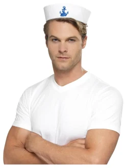 Smiffys Chapeau Marin Blanc Et Bleu Avec Ancre