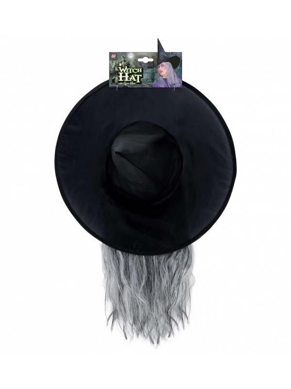WIDMANN Chapeau Sorcière Femme, Noir Avec Cheveux 5 WIDMANN Chapeau Sorcière Femme, Noir Avec Cheveux – Image 3