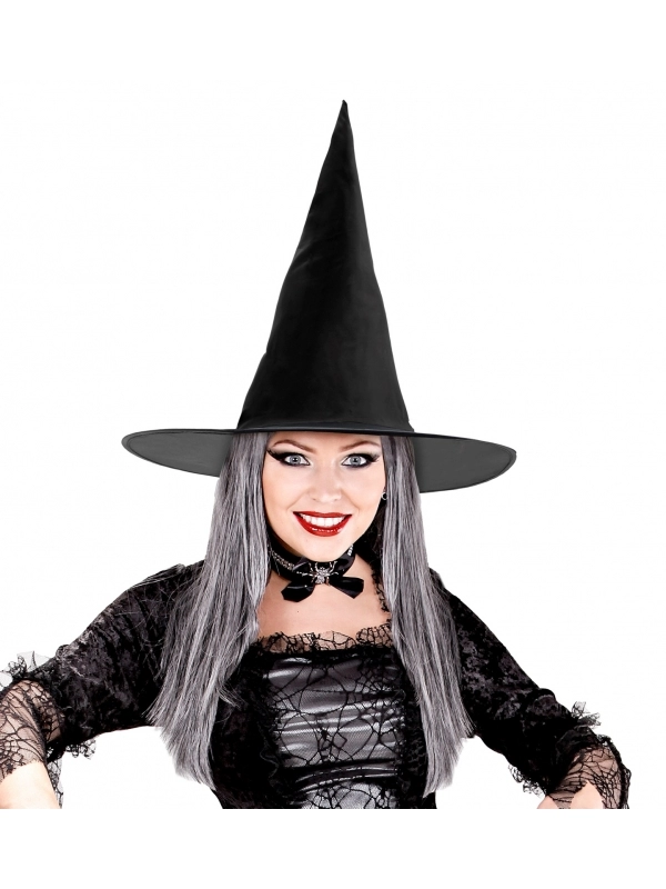 WIDMANN Chapeau Sorcière Femme, Noir Avec Cheveux 3 WIDMANN Chapeau Sorcière Femme, Noir Avec Cheveux
