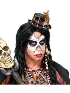 WIDMANN Chapeau Vaudou Noir Avec Ossements Et Plumes -Smiffys Soldes Boutique chapeau vaudou noir avec ossements et plumes 2
