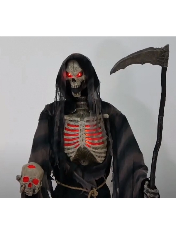 Décoration D'Halloween Avec Faucheuse Animée De 2,15m 4 Décoration D'Halloween Avec Faucheuse Animée De 2,15m – Image 2