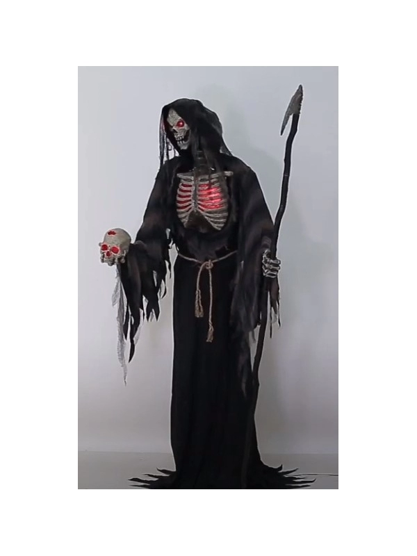 Décoration D'Halloween Avec Faucheuse Animée De 2,15m 5 Décoration D'Halloween Avec Faucheuse Animée De 2,15m – Image 3