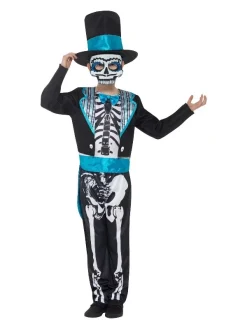 Smiffys Déguisement Jour Des Morts, Petit Marié (veste, Haut, Pantalon, Chapeau Et Masque)