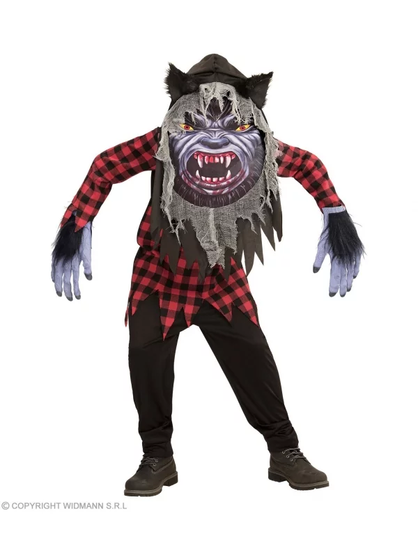 WIDMANN Déguisement Loup-Garou Enfant (tunique, Masque à Capuche Surdimensionné) 4 WIDMANN Déguisement Loup-Garou Enfant (tunique, Masque à Capuche Surdimensionné) – Image 2