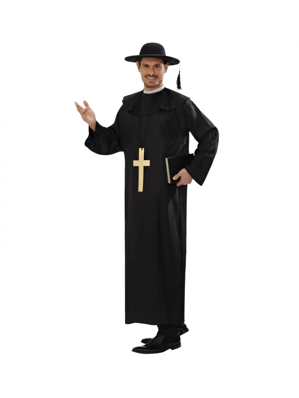 WIDMANN Déguisement Prêtre Homme (soutane, Collier Avec Croix) 4 WIDMANN Déguisement Prêtre Homme (soutane, Collier Avec Croix) – Image 2