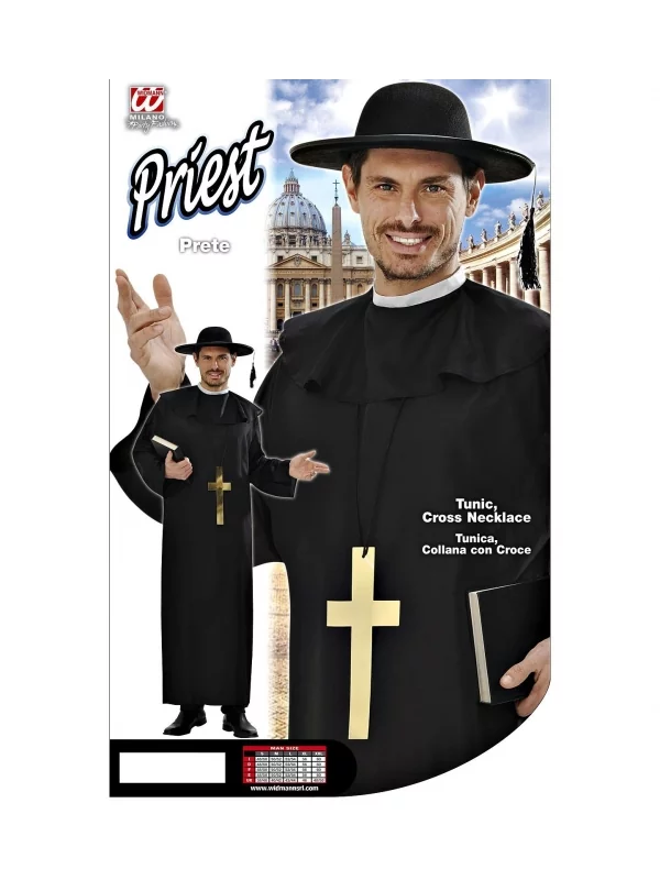 WIDMANN Déguisement Prêtre Homme (soutane, Collier Avec Croix) 6 WIDMANN Déguisement Prêtre Homme (soutane, Collier Avec Croix) – Image 4
