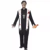 Smiffys Déguisement Prêtre Zombie (haut Sanglant Avec Blessures En Latex, Col Et Pantalon) -Smiffys Soldes Boutique deguisement pretre zombie haut sanglant avec blessures en latex col et pantalon
