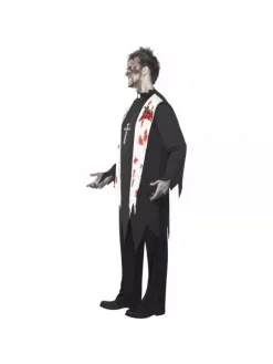 Smiffys Déguisement Prêtre Zombie (haut Sanglant Avec Blessures En Latex, Col Et Pantalon) -Smiffys Soldes Boutique deguisement pretre zombie haut sanglant avec blessures en latex col et pantalon 4
