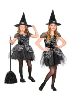 WIDMANN Déguisement Sorcière Fille Noir Et Argent (robe, Chapeau)