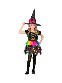WIDMANN Déguisement Sorcière Fille Noir Et Fluo (robe Et Chapeau) -Smiffys Soldes Boutique deguisement sorciere fille noir et fluo robe et chapeau 2