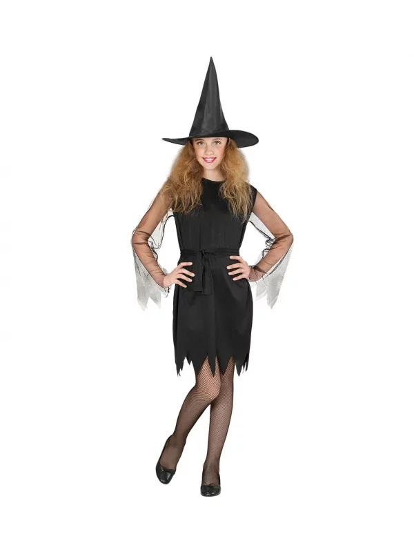 WIDMANN Déguisement Sorcière Noir Fille (robe Courte, Ceinture, Chapeau) 4 WIDMANN Déguisement Sorcière Noir Fille (robe Courte, Ceinture, Chapeau) – Image 2