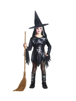 WIDMANN Déguisement Sorcière Noire Enfant (robe, Ceinture, Sur-bottes, Chapeau)