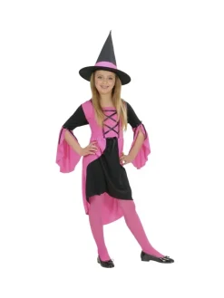 WIDMANN Déguisement Sorcière Rose Et Noir Enfant (robe, Chapeau)