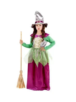 WIDMANN Déguisement Sorcière Vert/violet (robe, Chapeau)