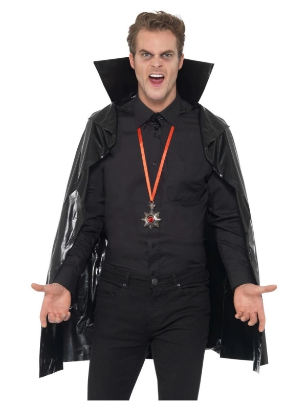 Smiffys Déguisement Vampire Cape Noire Homme (cape Pvc) 3 Smiffys Déguisement Vampire Cape Noire Homme (cape Pvc)