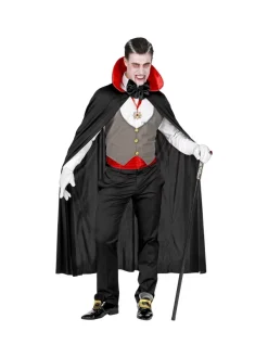WIDMANN Déguisement Vampire Homme (gilet, Ceinture, Noeud Papillon, Collier Avec Médaillon, Gants, Cape)