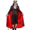 WIDMANN Déguisement Vampire Rouge Et Noir Homme (chemise Avec Gilet, Jabot, Cape)
