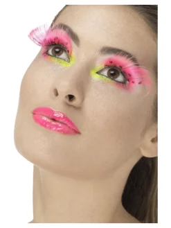 Smiffys Faux Cils Rose Fluo à Pois + Colle