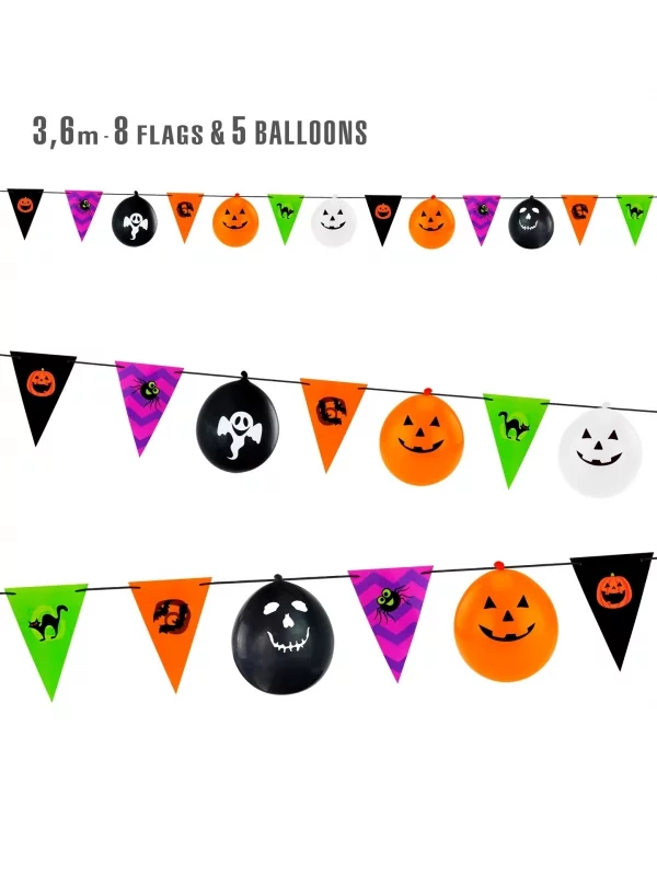 WIDMANN Guirlande Halloween - 3,6 M (8 Drapeaux + 5 Ballons) 3 WIDMANN Guirlande Halloween - 3,6 M (8 Drapeaux + 5 Ballons)