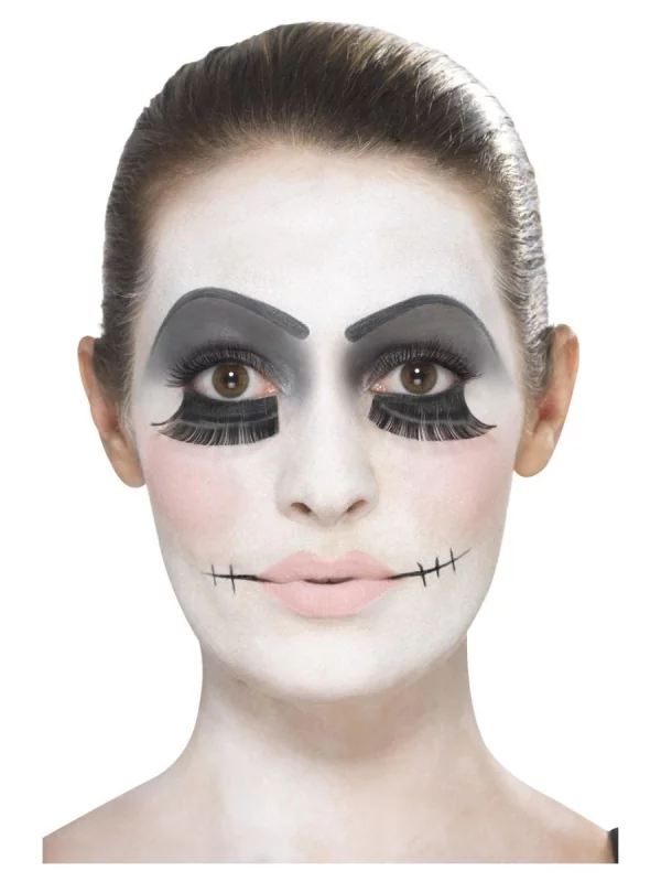 Smiffys Kit De Maquillage Poupée Abîmée, Aqua, Noir, Tatouages, Peinture Pour Visage, Cils, éponge Et Pinceau 6 Smiffys Kit De Maquillage Poupée Abîmée, Aqua, Noir, Tatouages, Peinture Pour Visage, Cils, éponge Et Pinceau – Image 4