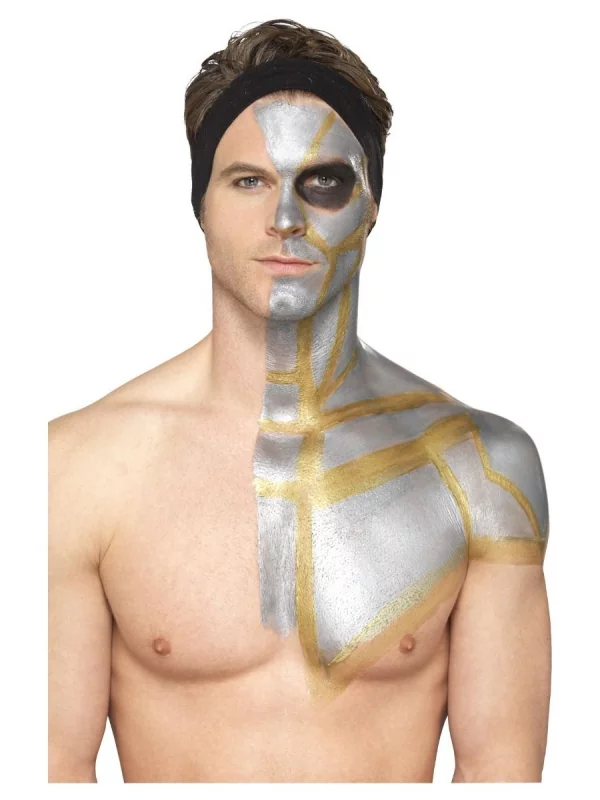 Smiffys Kit Latex Métallique Or Et Argent (1 X29,57 Ml, Maquillage Or Et Argent, 2 éponges) 6 Smiffys Kit Latex Métallique Or Et Argent (1 X29,57 Ml, Maquillage Or Et Argent, 2 éponges) – Image 4