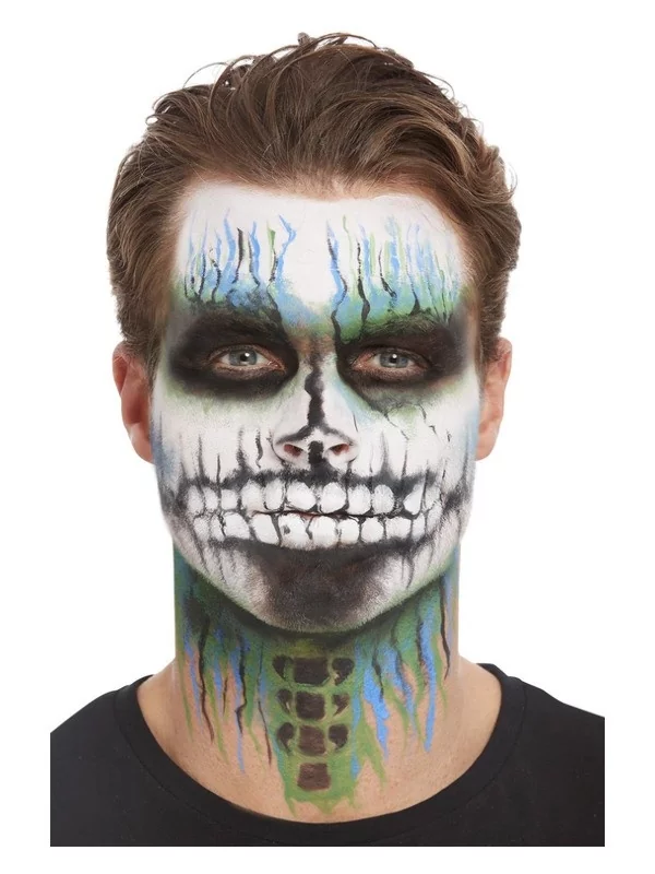 Smiffys Maquillage Kit Squelette, Aqua (transferts, Paillettes, Peinture Pour Le Visage Et éponge) 4 Smiffys Maquillage Kit Squelette, Aqua (transferts, Paillettes, Peinture Pour Le Visage Et éponge) – Image 2