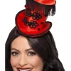Smiffys Mini Chapeau De Monsieur Loyal, Rouge, Sur Le Serre-tête -Smiffys Soldes Boutique mini chapeau de monsieur loyal rouge sur le serre tete