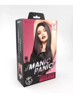 Smiffys Perruque Femme Manic Panic, Cheveux Longs, (Noir Avec Mèches Rouge) -Smiffys Soldes Boutique perruque femme manic panic cheveux longs noir avec meches rouge 3
