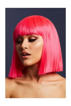Smiffys Perruque Fever Lola, Rose Fluo, 30 Cm