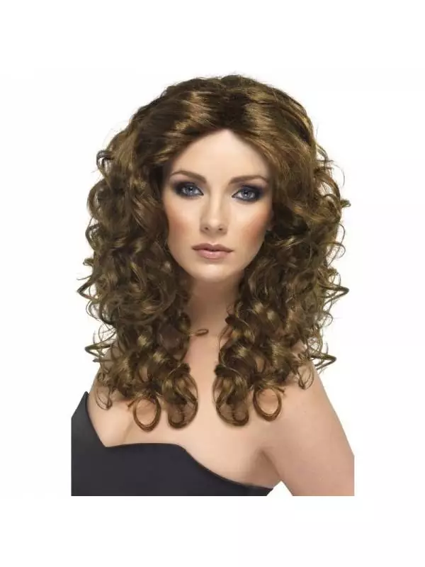 Smiffys Perruque Glamour Longue Frisée Brune 3 Smiffys Perruque Glamour Longue Frisée Brune