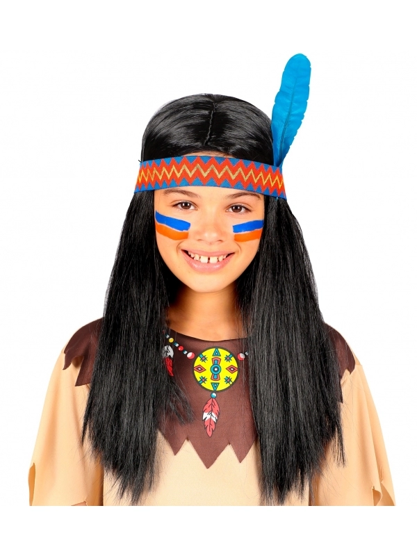 WIDMANN Perruque Indienne à Plumes Pour Garçon 3 WIDMANN Perruque Indienne à Plumes Pour Garçon