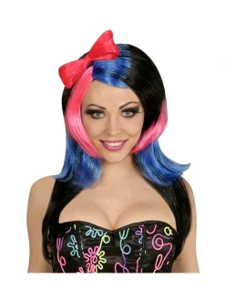 WIDMANN Perruque Manga Femme Avec Nœud Rose