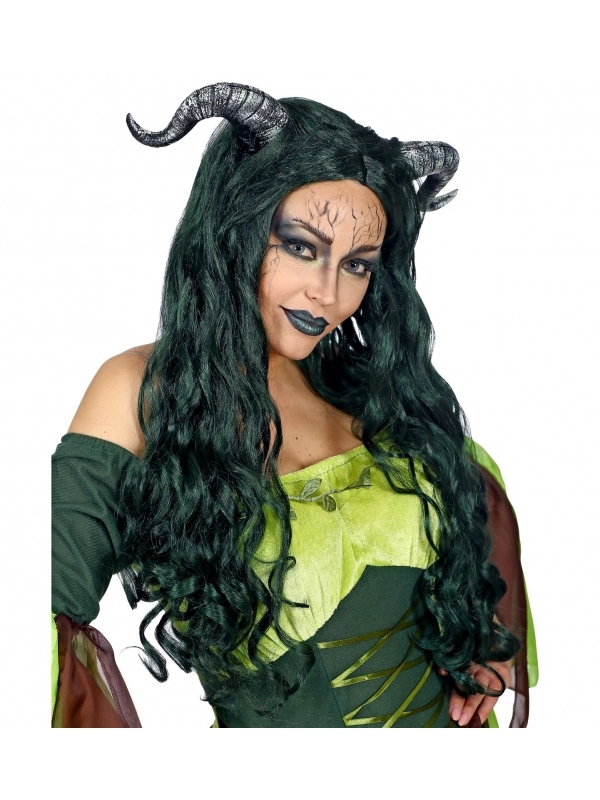 WIDMANN Perruque Personnage Fantastique Avec Cornes -femme 5 WIDMANN Perruque Personnage Fantastique Avec Cornes -femme – Image 3
