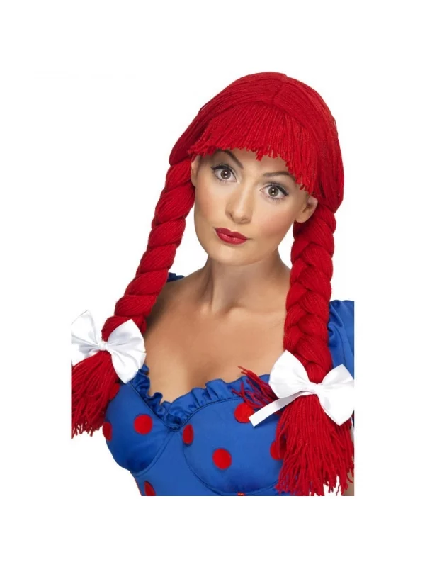Smiffys Perruque Poupée Tresses Laine Rouge 3 Smiffys Perruque Poupée Tresses Laine Rouge
