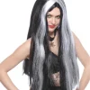 Perruque Sorcière Femme Longue Noir Avec Mèches Blanches -Smiffys Soldes Boutique perruque sorciere femme longue noir avec meches blanches