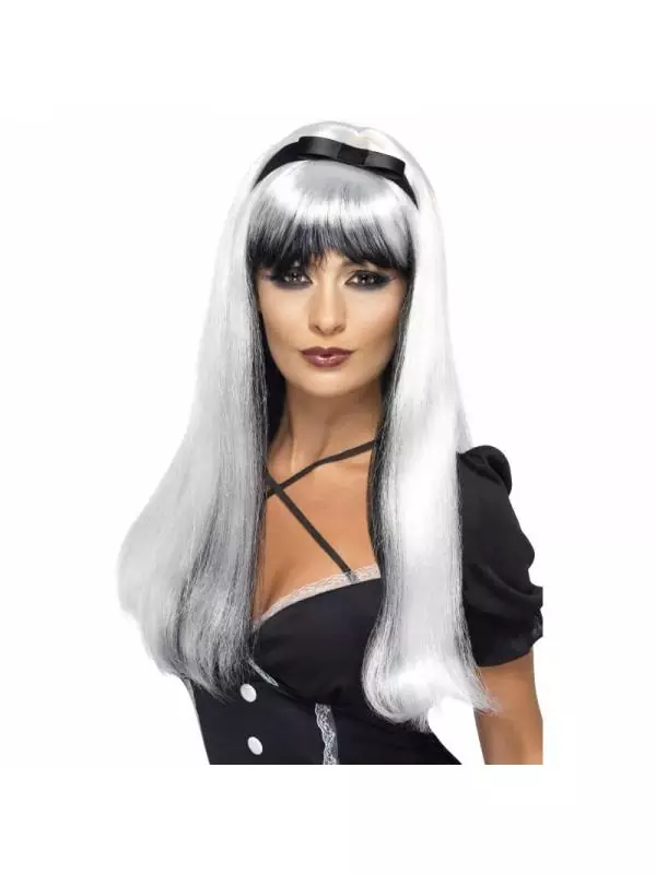 Smiffys Perruque Sorcière Longue Noir Et Argent 3 Smiffys Perruque Sorcière Longue Noir Et Argent