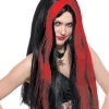 Perruque Sorcière Ou Vampire Femme Noir & Rouge -Smiffys Soldes Boutique perruque sorciere ou vampire femme noir rouge