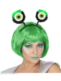 WIDMANN Serre-tête Alien Vert Avec Yeux Et Plumes -Smiffys Soldes Boutique serre tete alien vert avec yeux et plumes 1