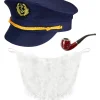 WIDMANN Set Capitaine Marine (casquette, Barbe Et Pipe) -Smiffys Soldes Boutique set capitaine marine casquette barbe et pipe