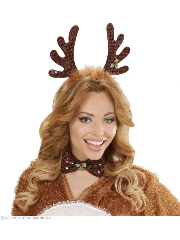 WIDMANN Set Renne De Noël à Paillettes, Avec Serre-tête Et Noeud-paillon 4 WIDMANN Set Renne De Noël à Paillettes, Avec Serre-tête Et Noeud-paillon – Image 2